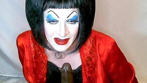 Heavy Makeup Slut Debra Pleases Step daddy By Sucking Bbc Dildo