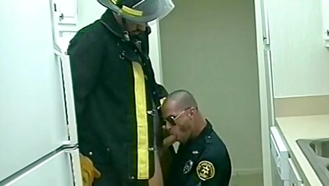 Flexible Fireman Receives His Taut Butt Stretched